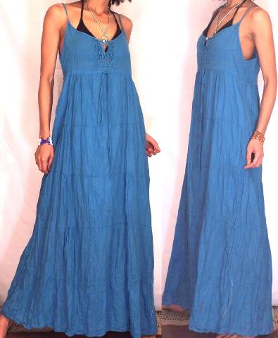 dress boho gypsy cotton maxi sun l90 crochet thailand