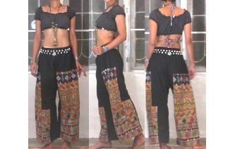 ETHNIC VTG TRIBAL HIPPIE EMBROIDERED TROUSERS A4 Image