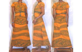 VINTAGE 60'S BRIGHT COLORS WAVE TRIBAL GYPSY DRESS Image