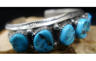 Pawn bracelet WITH 6 turquoise stones SILVER Image