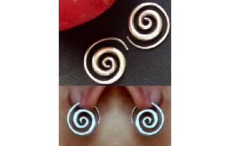 HAND MADE SPIRAL 97.5% SILVER EARRINGS E7 Image