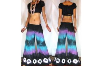 BOHO 70s FLARED HIPSTERS HIPPIE PANTS TROUSERS FP1 Image