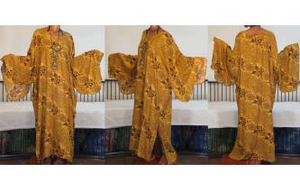 ETHNIC VTG 70'S LEOPARD KIMONO MAXI HIPPIE DRESS Image