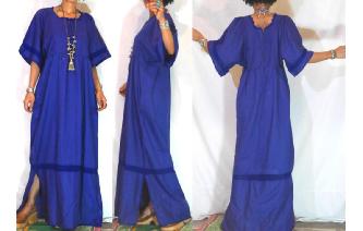 vintage cotton crochet trim kaftan boho maxi dress Image