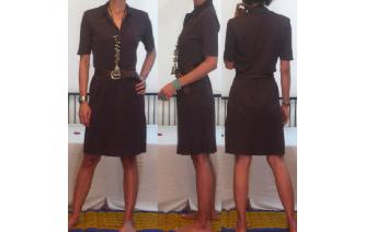 vintage 70's deep dark brown spandex shirt dress Image