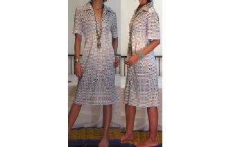 vintage 70's geometric shirt day sheer tea dress Image