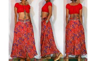 vintage 70's psychedelic paisey maxi hippie skirt Image