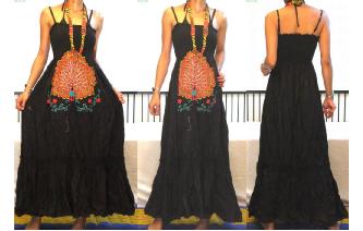 ETHNIC PEACOCK EMBROIDERED SHEER MAXI DRESS L134 Image