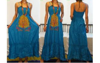 ETHNIC PEACOCK EMBROIDERED SHEER MAXI DRESS L135 Image