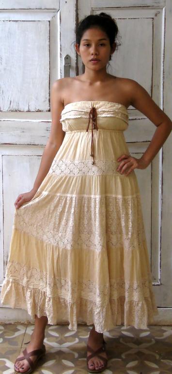 * FREE WORLDWIDE SHIPPING * No Minimum Order - VTG 70'S BEIGE GAUZE ...