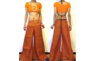 ETHNIC SILK PLEATED BOHO PANTS HIPPIE TROUSERS P52 Image