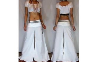 HIPPIE BOHO ETHN WHITE LOWRISE PANTS TROUSERS P3 Image