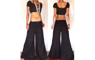 HIPPIE 70's BOHO GOTHIC LOWRISE PANTS TROUSERS P6 Image