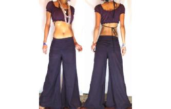 HIPPIE 70 BOHO PURPLE LOWRISE PANTS TROUSERS 12 P8 Image