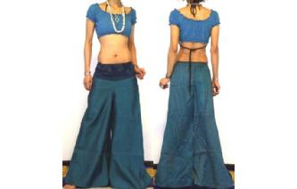 ETHNIC SILK PLEATED BOHO PANTS HIPPIE TROUSERS P49 Image