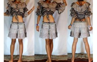 RUFFLE BELL SLV BELLY DANCE BOHO PANT TOP SET F27 Image