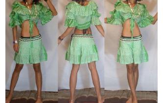 ETHNIC VTG GAUZE DANCING BOHO PANT TOP DRESS F28 Image