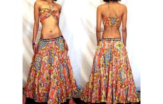 BOHO HIPPY BATIK PANEL HIPPIE SKIRT BIKINI SET K11 Image