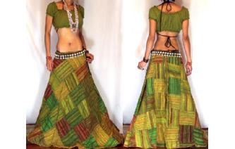GYPSY BOHO HIPPY STONEWASH WRAP HIPPIE SKIRT W2 Image