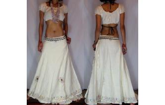GYPSY BOHO ORANGE GOLD EMBRO WRAP HIPPIE SKIRT W6 Image