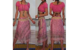 INIDIAN GAUZE SILVER METALLI WRAP HIPPIE SKIRT C Image