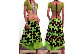 BOHO 2 LAYERS BATIK WRAP SUMMER HIPPIE SKIRT N16 Image