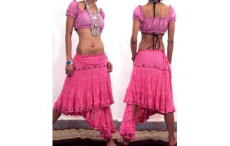 ETHNIC BOHO BELLY DANCE CHEESECLOTH WRAP SKIRT N28 Image