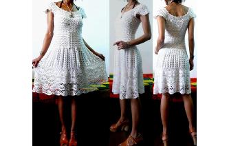 Vtg empire cutout crochet party wedding nude dress Image