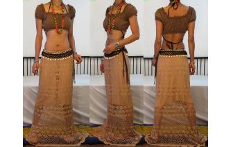 ETHNIC HAND CROCHET LONG BOHO GYPSY MAXI SKIRT F11 Image