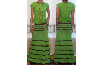ETHNIC VTG 70'S UNIQUE CROCHET LONG MAXI DRESS Xs Image