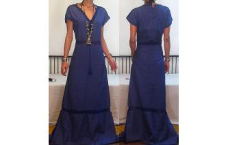 ETHNIC Vtg COTTON HAND CROCHET HIPPIE MAXI DRESS Image