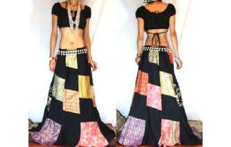 GYPSY BOHO HIPPY PATCHWORK FAIRY HIPPIE SKIRT I10 Image