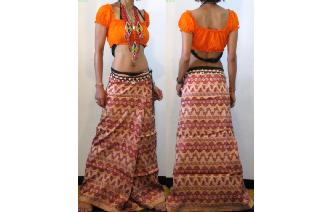 ANTIQUE VTG HAND WOVEN SILK SARONG SKIRT Z26 Image