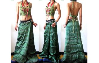 ANTIQUE VTG HAND WOVEN SILK SARONG SKIRT Z27 Image