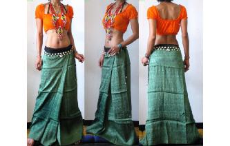 ANTIQUE VTG HAND WOVEN SILK SARONG SKIRT Z28 Image