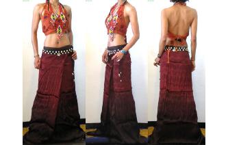 ANTIQUE VTG HAND WOVEN SILK SARONG SKIRT Z29 Image