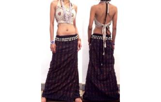 GYPSY BOHO HIPPY Vtg SILK SARONG WRAP SKIRT Z12 Image