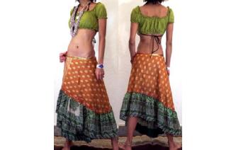 GYPSY PAISLEY FLAMENCO DANCE WRAP SILK SKIRT Z24 Image