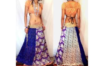BOHO Vtg RETRO SILK WRAP SARONG HIPPIE SKIRT Z25 Image