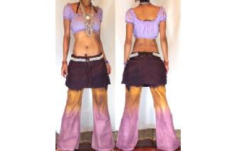 HIPPIE BOHO PANTS TROUSERS WITH ATTACHED SKIRT Q5 Image