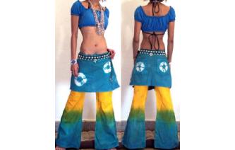 HIPPIE BOHO PANTS TROUSERS WITH ATTACHED SKIRT Q14 Image