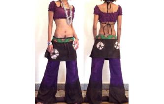 HIPPIE BOHO PANTS TROUSERS WITH ATTACHED SKIRT Q15 Image