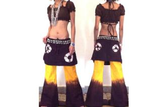 HIPPIE BOHO PANTS TROUSERS WITH ATTACHED SKIRT Q16 Image