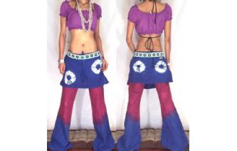 GYPSY BOHO HIPPIE TIEDYE PANTS TROUSERS SKIRT Q21 Image