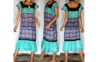 BOHO Vtg POLKA DOT CROCHET ANGEL DAY TEA DRESS A2 Image