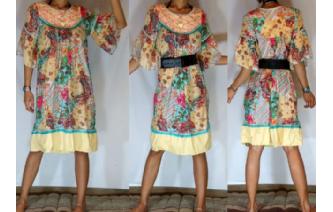 Vtg PAISLEY EMBROIDERED BELL SLV DAY TEA DRESS A6 Image