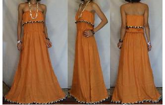 LONG STRAPLESS RUFFLED CROCHET MAXI SUN DRESS O57 Image