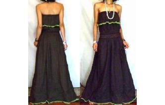 LONG STRAPLESS RUFFLED CROCHET MAXI SUN DRESS O58 Image