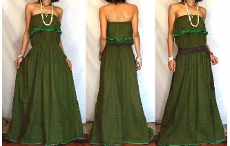 LONG STRAPLESS RUFFLED CROCHET MAXI SUN DRESS O63 Image