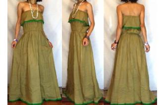 LONG STRAPLESS RUFFLED CROCHET MAXI SUN DRESS O65 Image